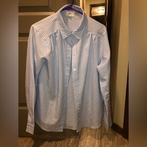 Blue checkered long sleeve baby blue button up